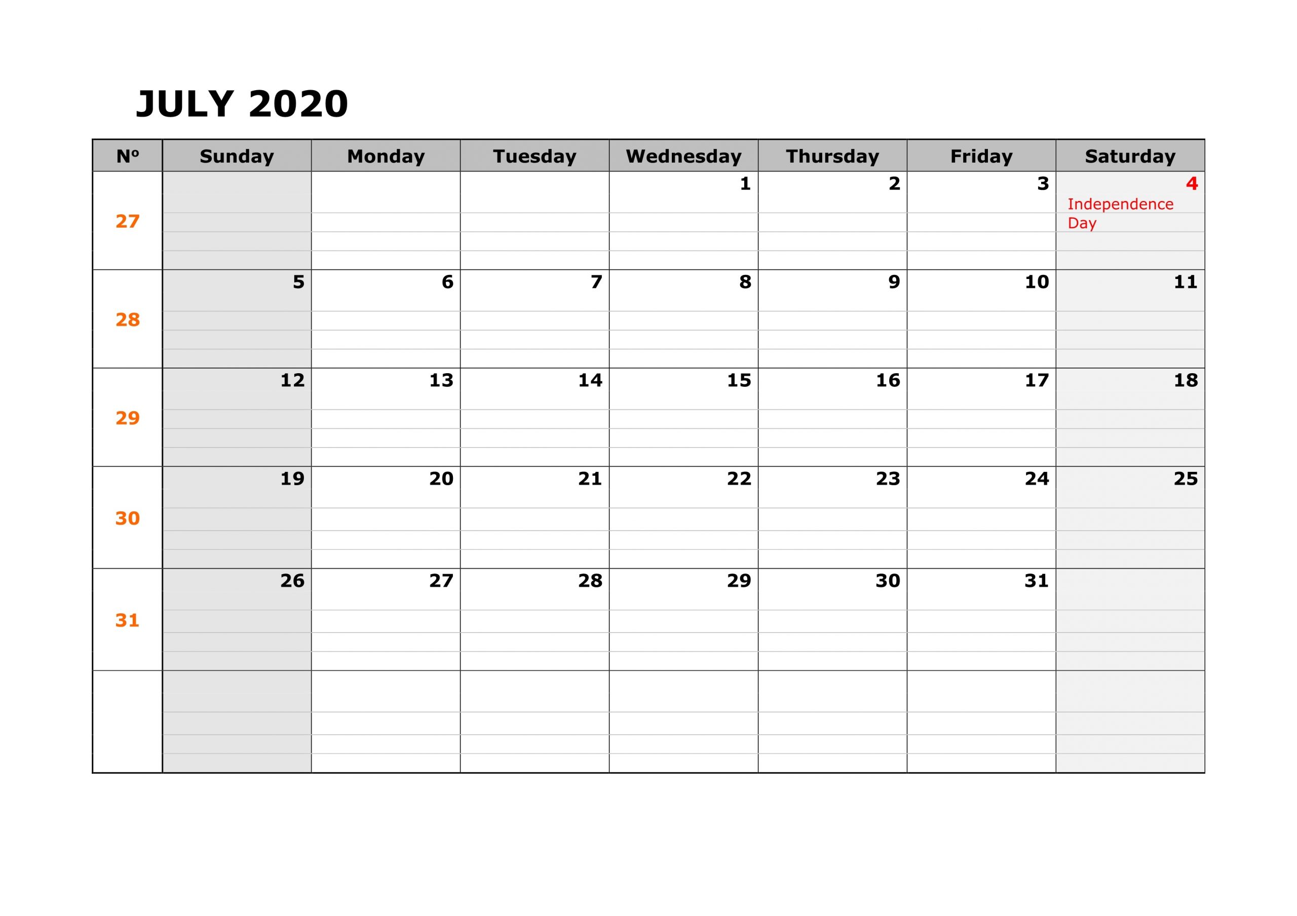July Calendar