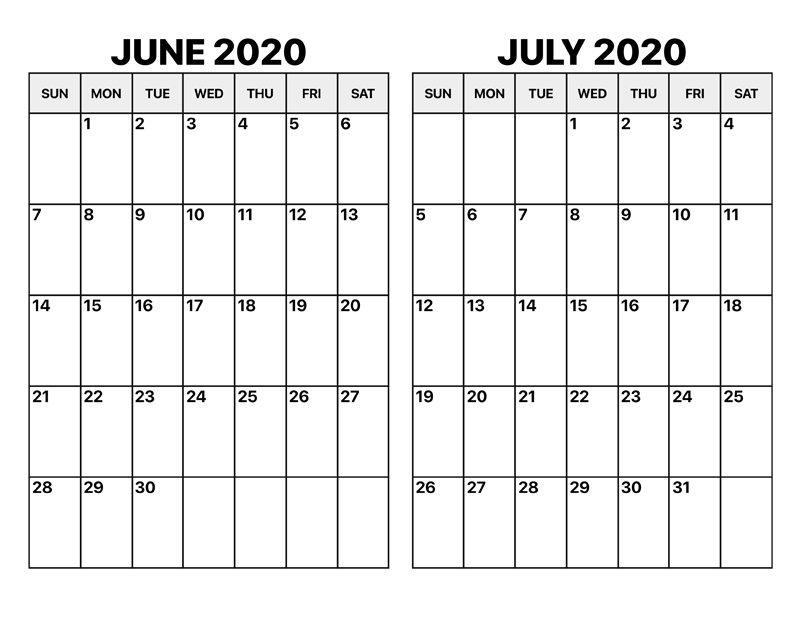 Printable 2020 Calendar