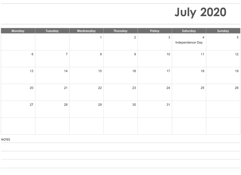 July Calendar