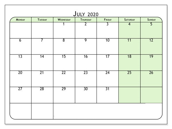 July Calendar