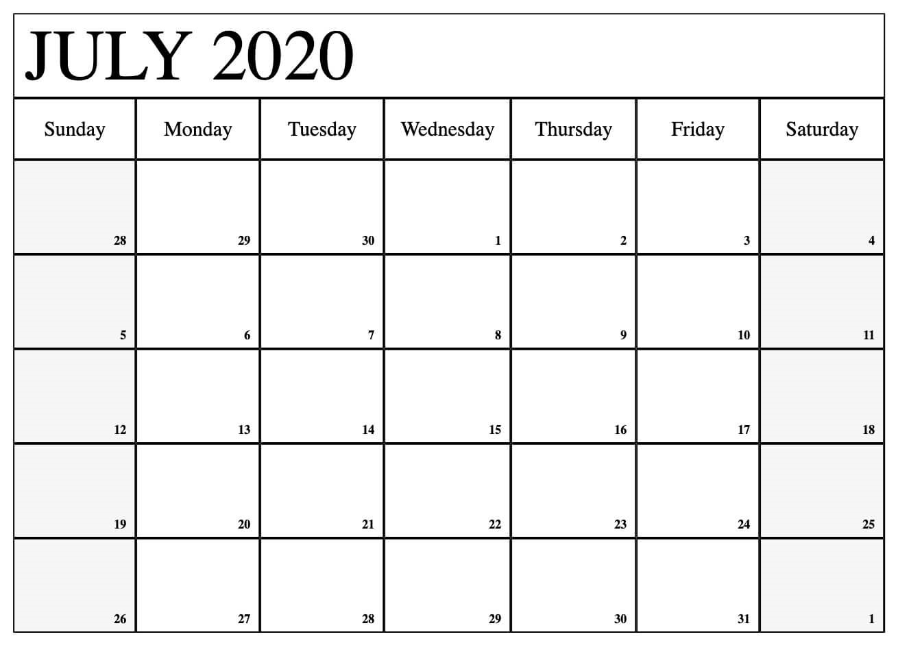 July Calendar