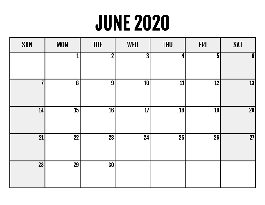 June Blank Calendar