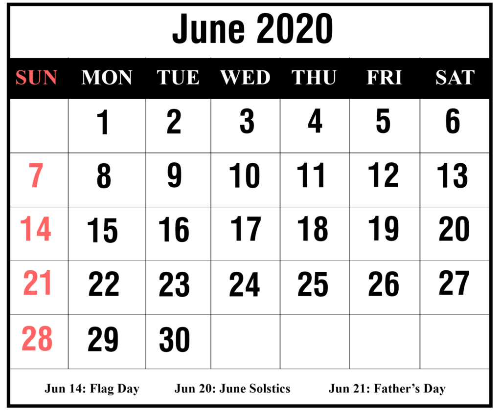 Blank Calendar 2020