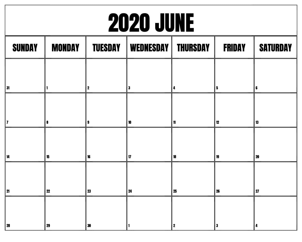 Blank Calendar 2020