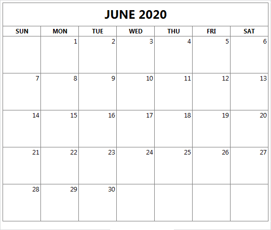 Blank Calendar 2020