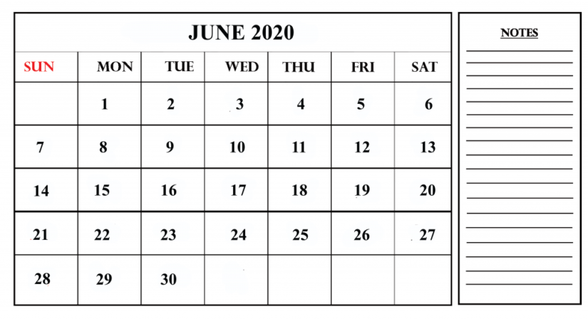 Blank Calendar 2020