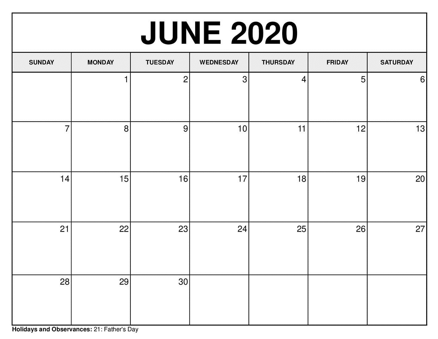 June Calendar