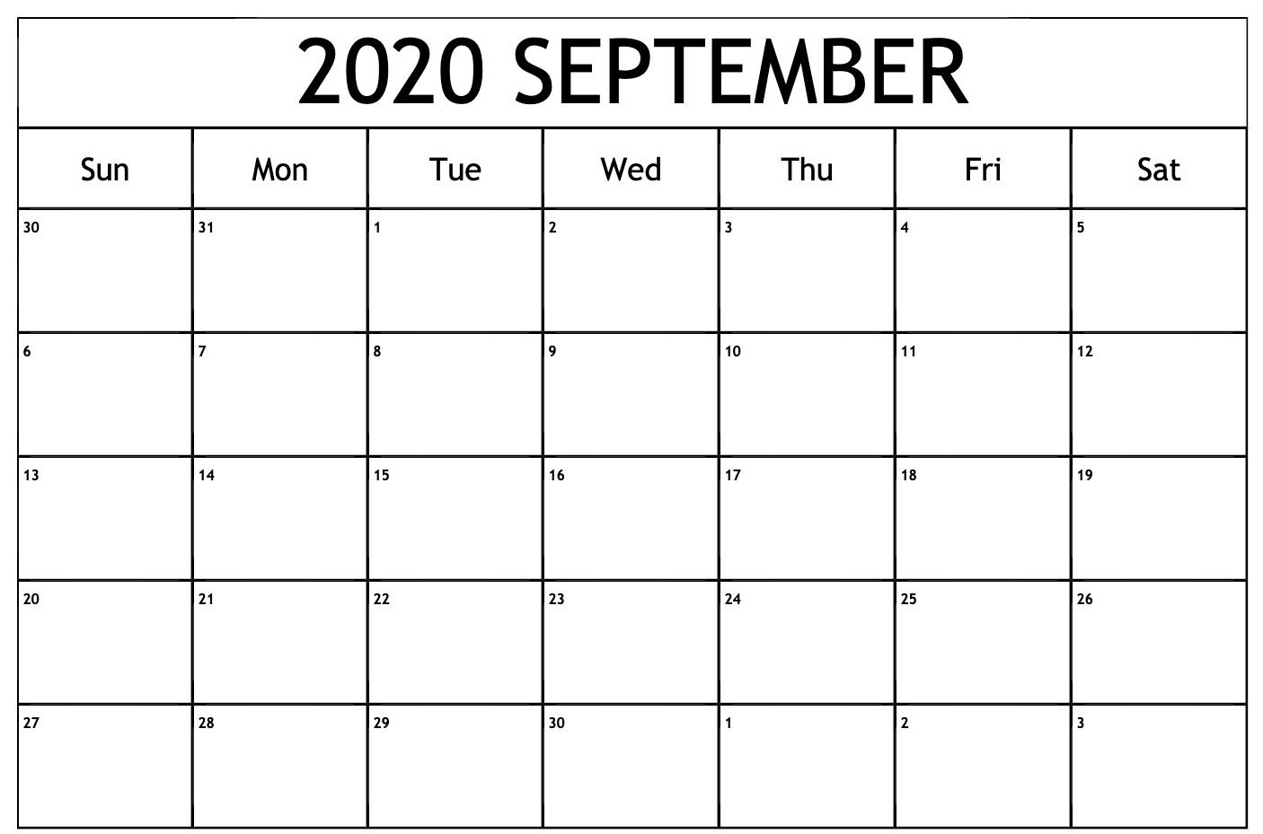 Calendar for September