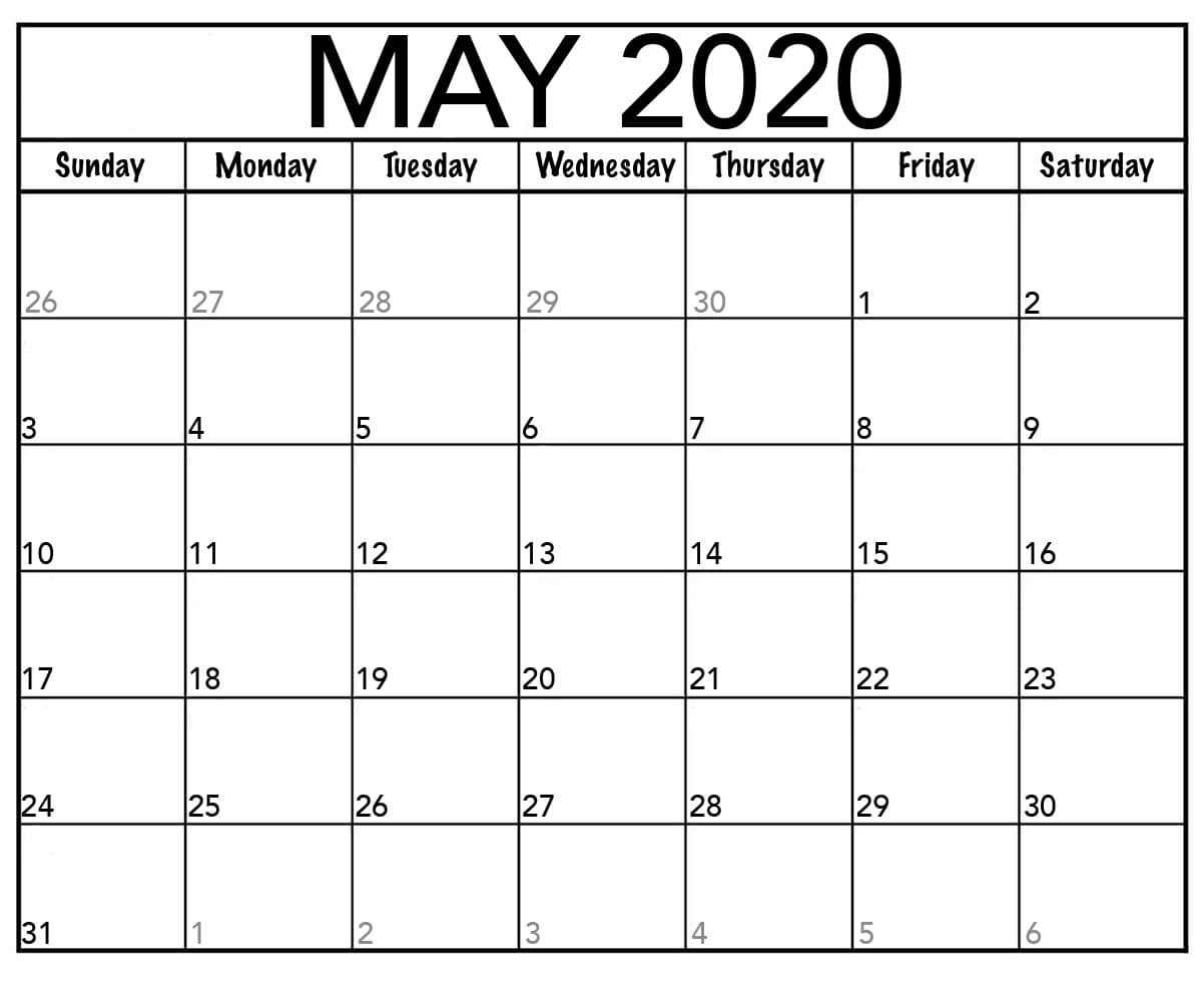 2020 Blank Calendar