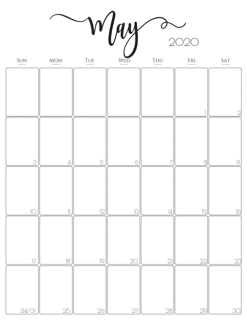 2020 Blank Calendar