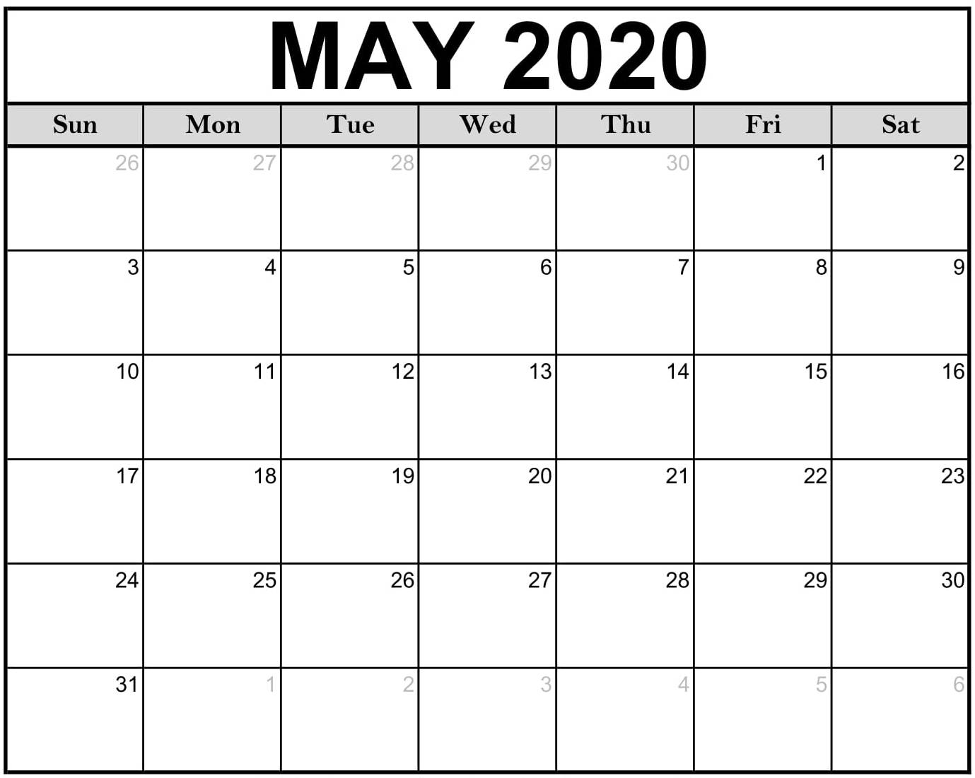 Blank Calendar 2020