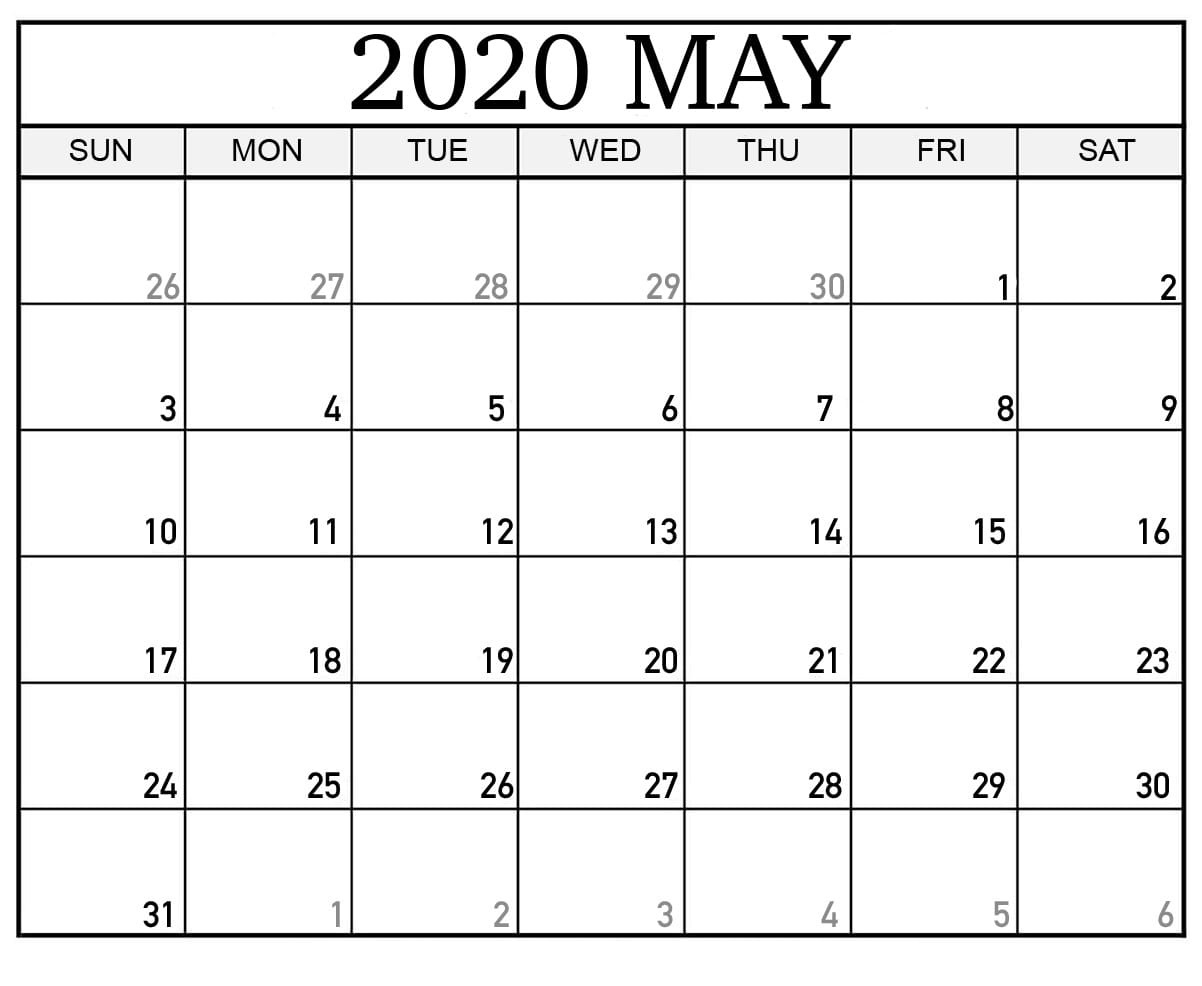 Blank Calendar 2020