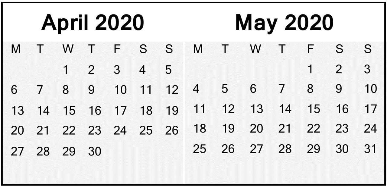 Blank Calendar 2020