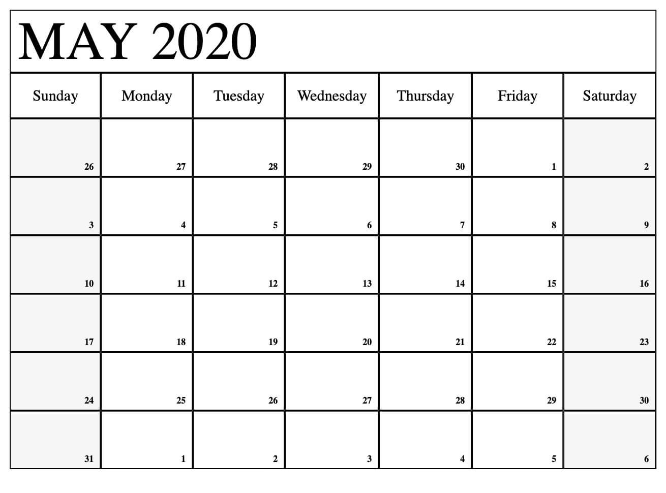 Printable Calendar 2020