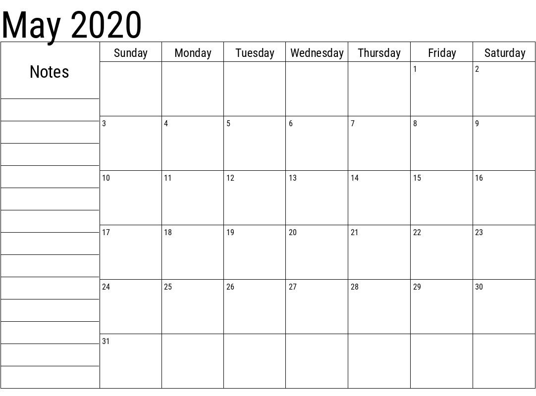 Printable Calendar 2020