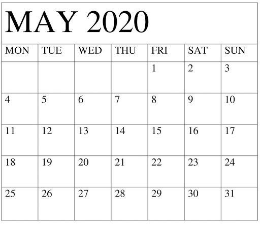 Printable Calendar 2020