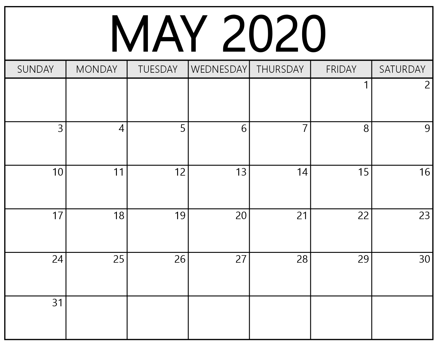 Printable Calendar 2020