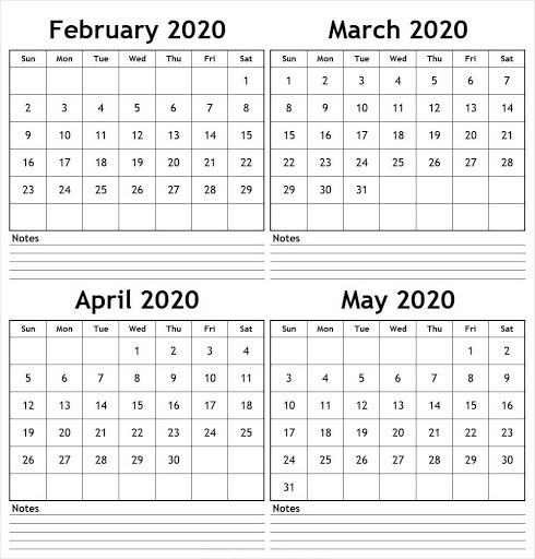 2020 Printable Calendar