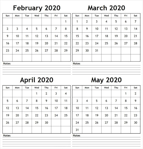 2020 Printable Calendar