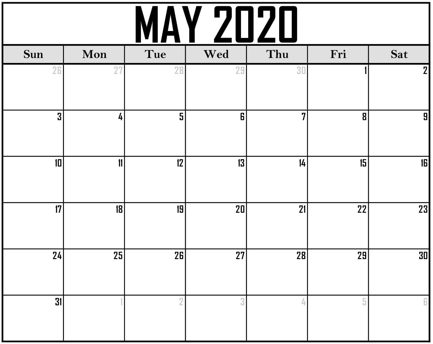 2020 Printable Calendar