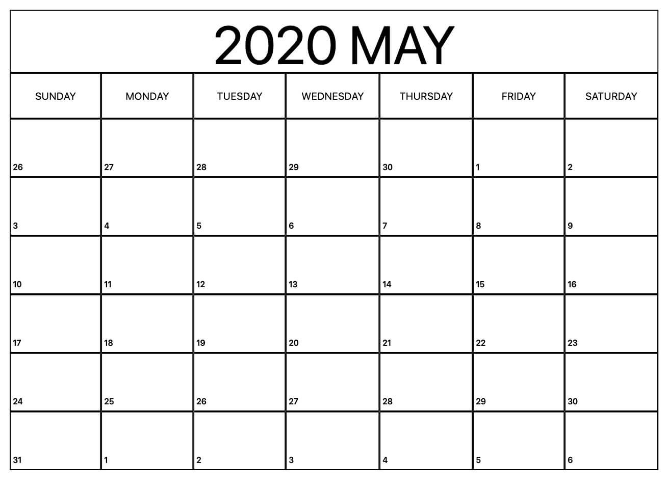 2020 Printable Calendar