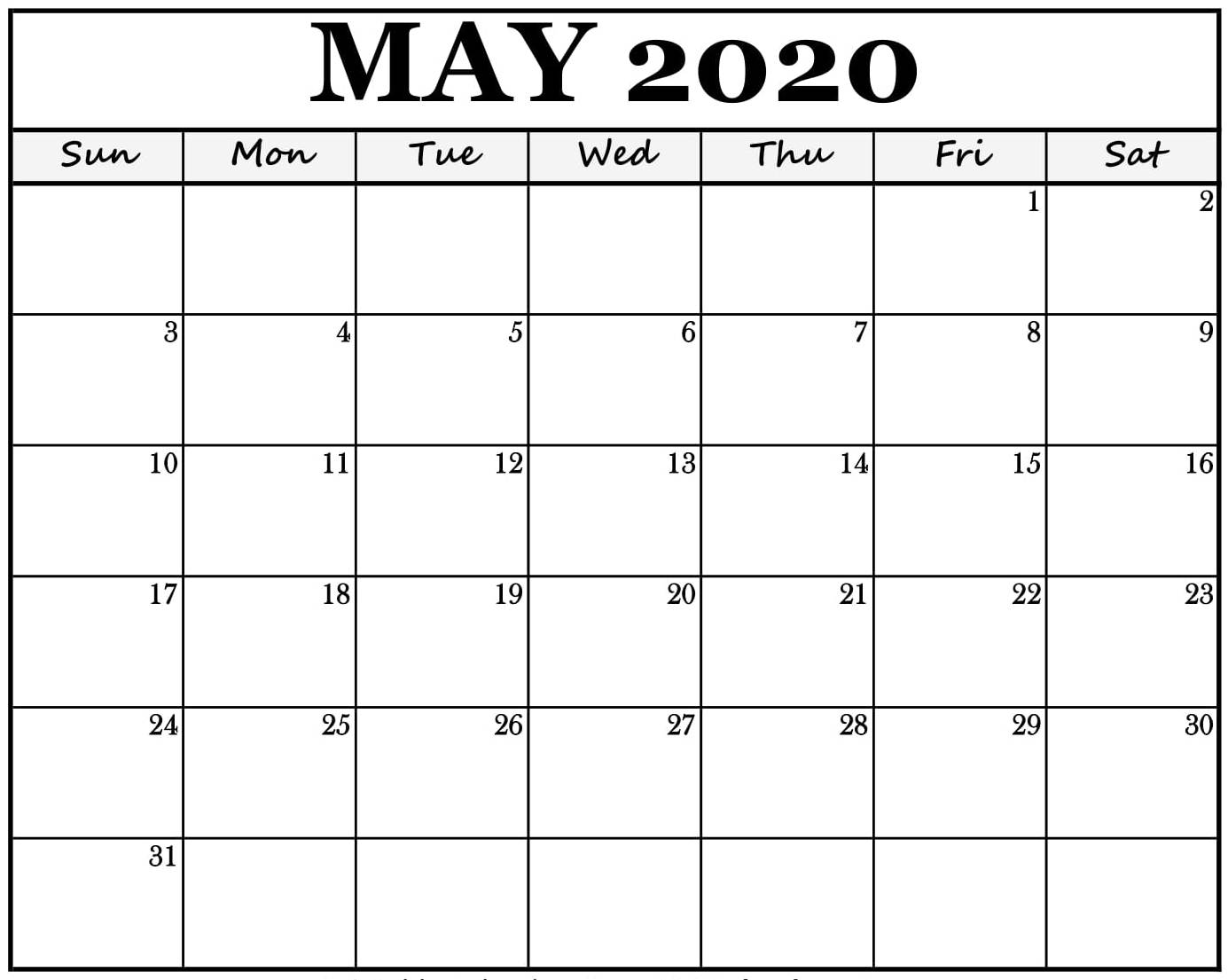 2020 Printable Calendar