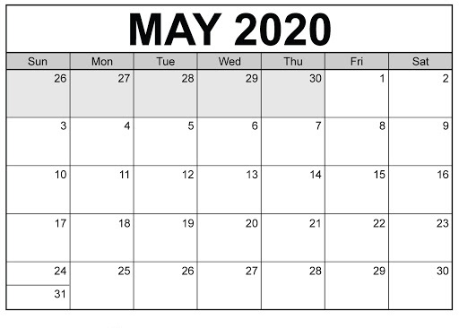 2020 Printable Calendar