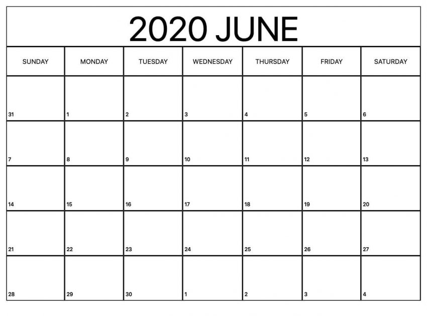 June Blank Calendar 9 PDF Template Page Free Printable Blank Holidays