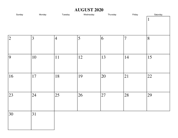 August Calendar