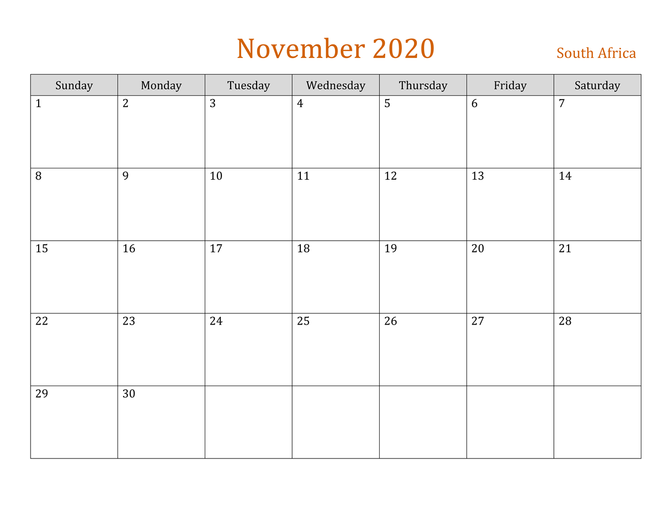 November Calendar