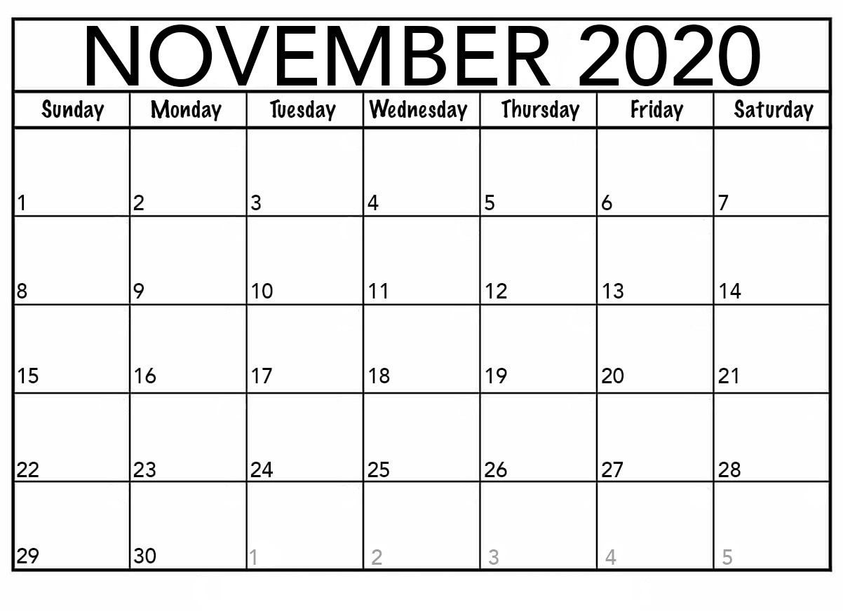 November 2020 Calendar