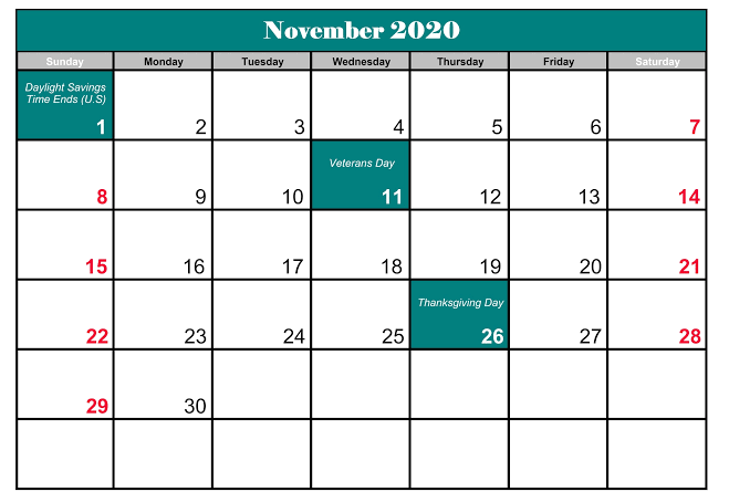 November Calendar