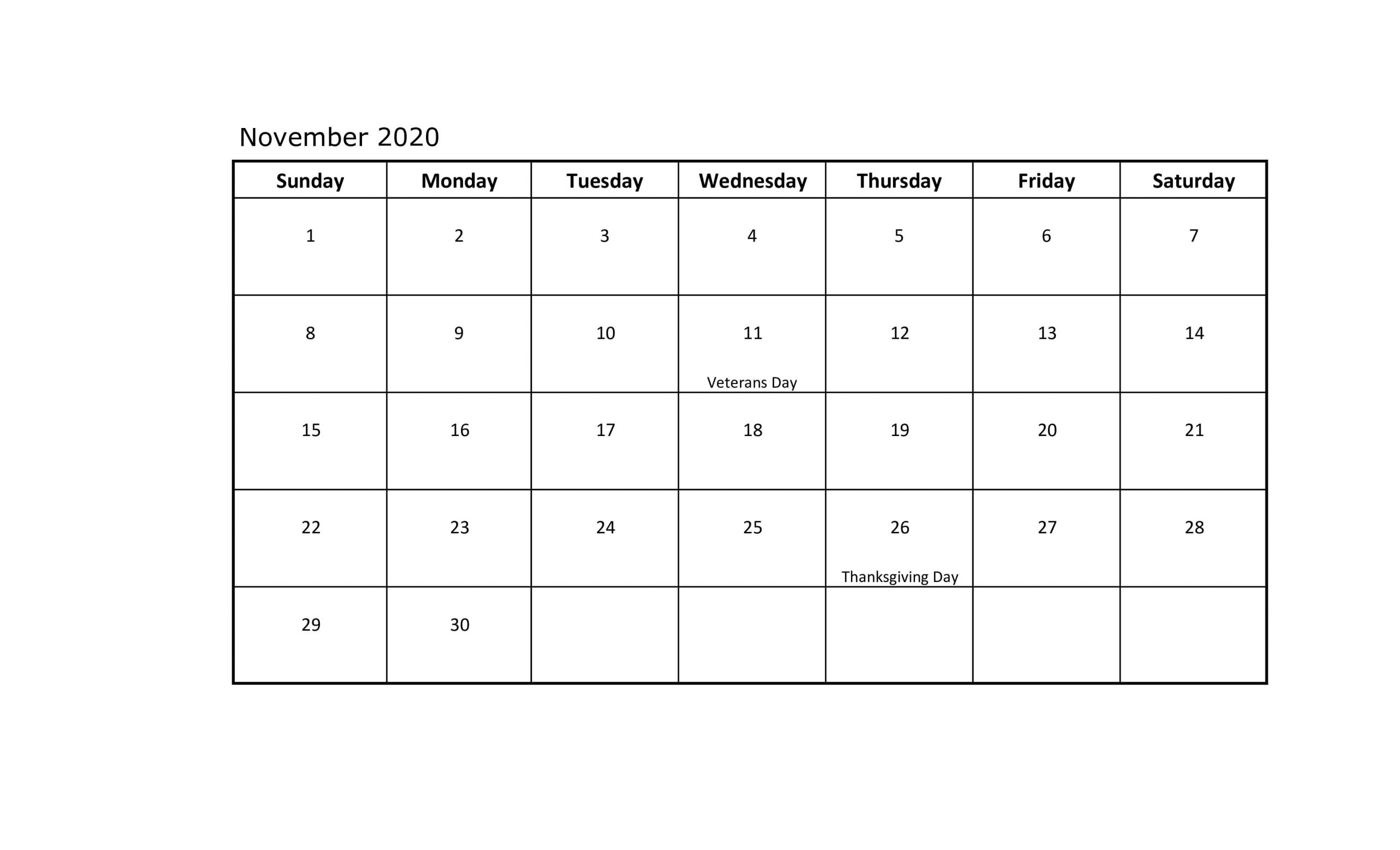 November Calendar