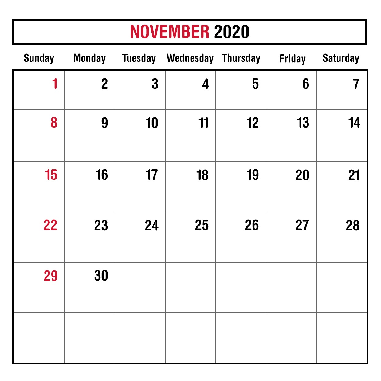 November Calendar