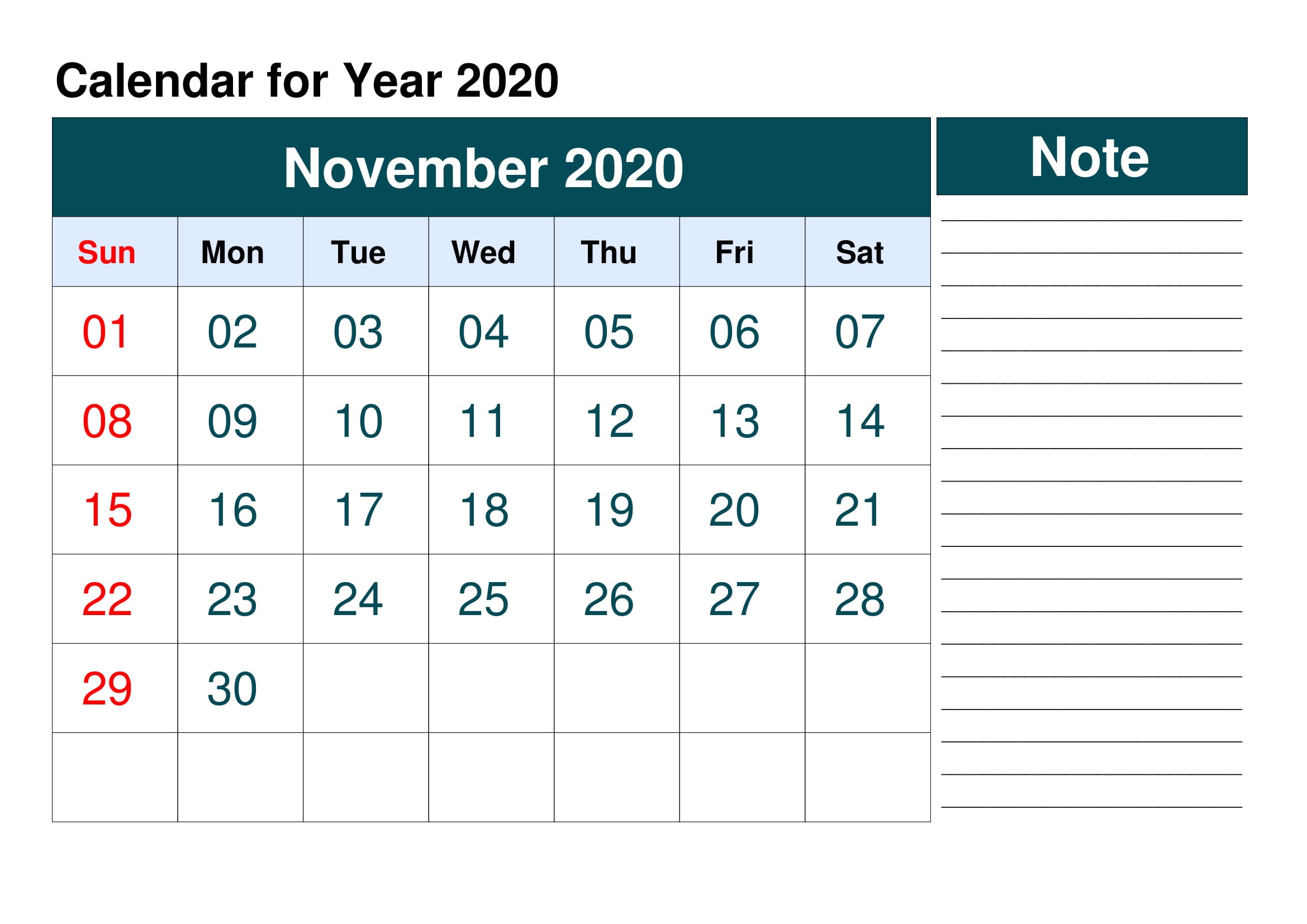 November Calendar