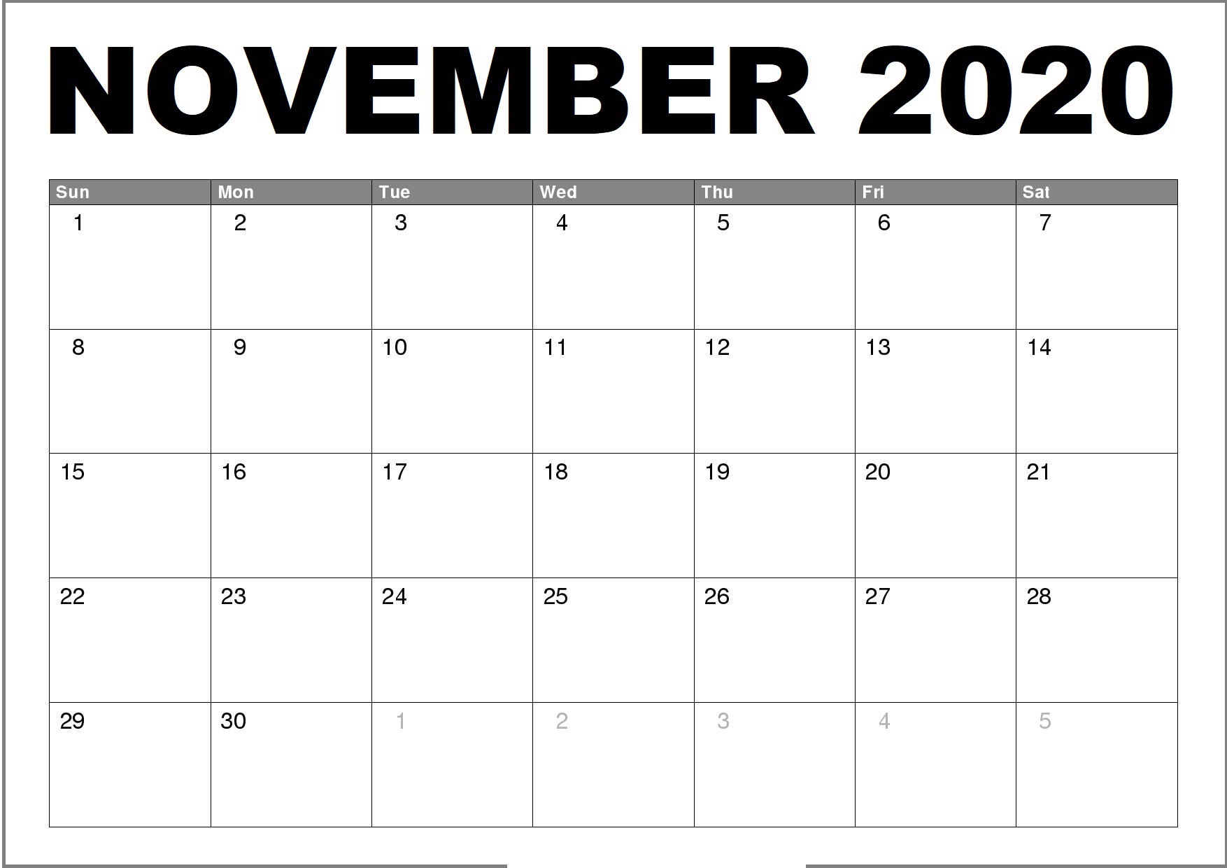 November Calendar