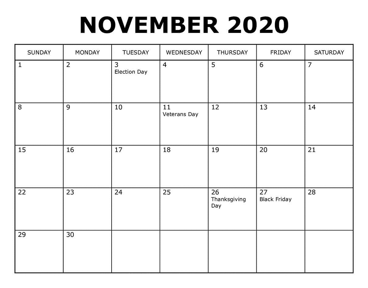 November 2020 Calendar