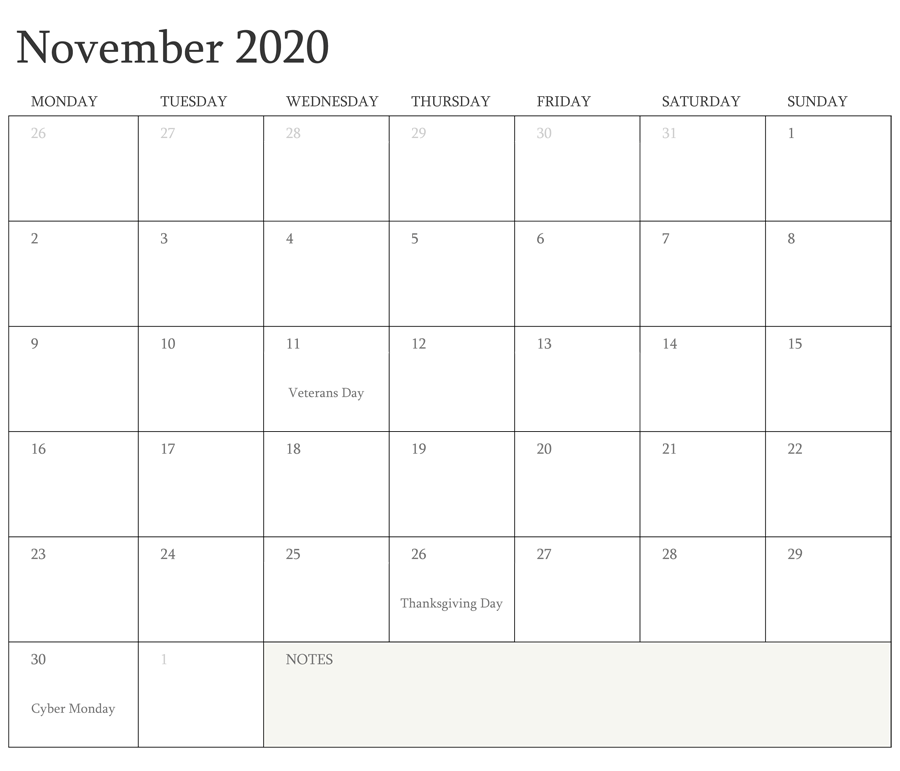 November Calendar