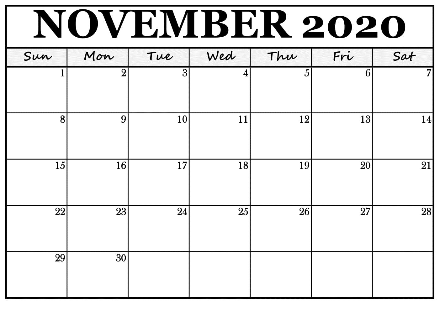 November 2020 Calendar