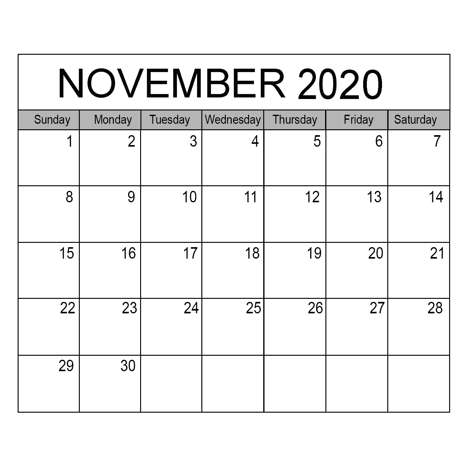 November Calendar