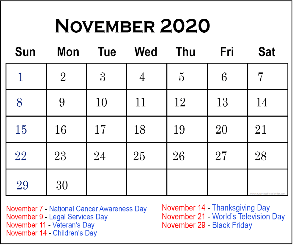 November Calendar