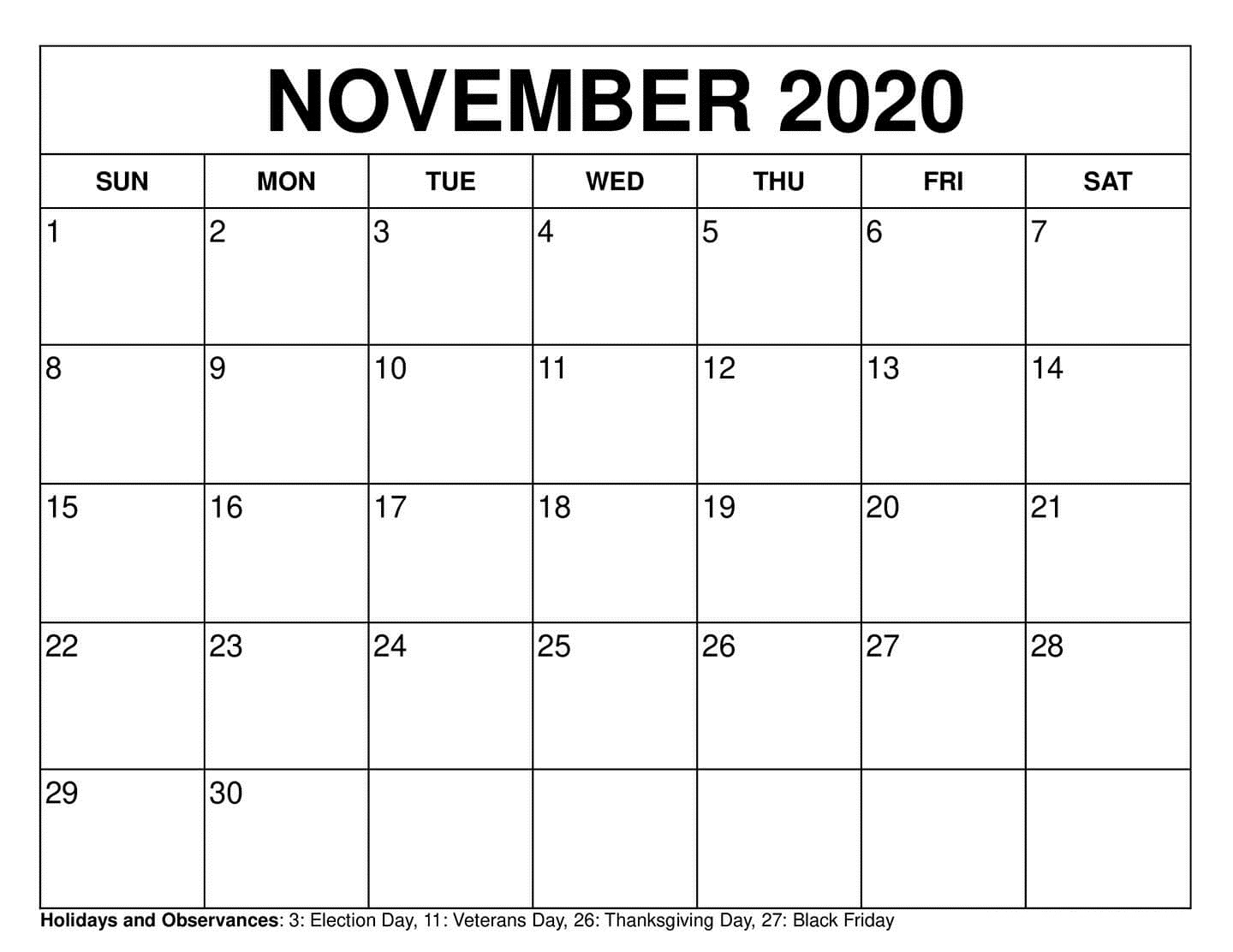 November Calendar