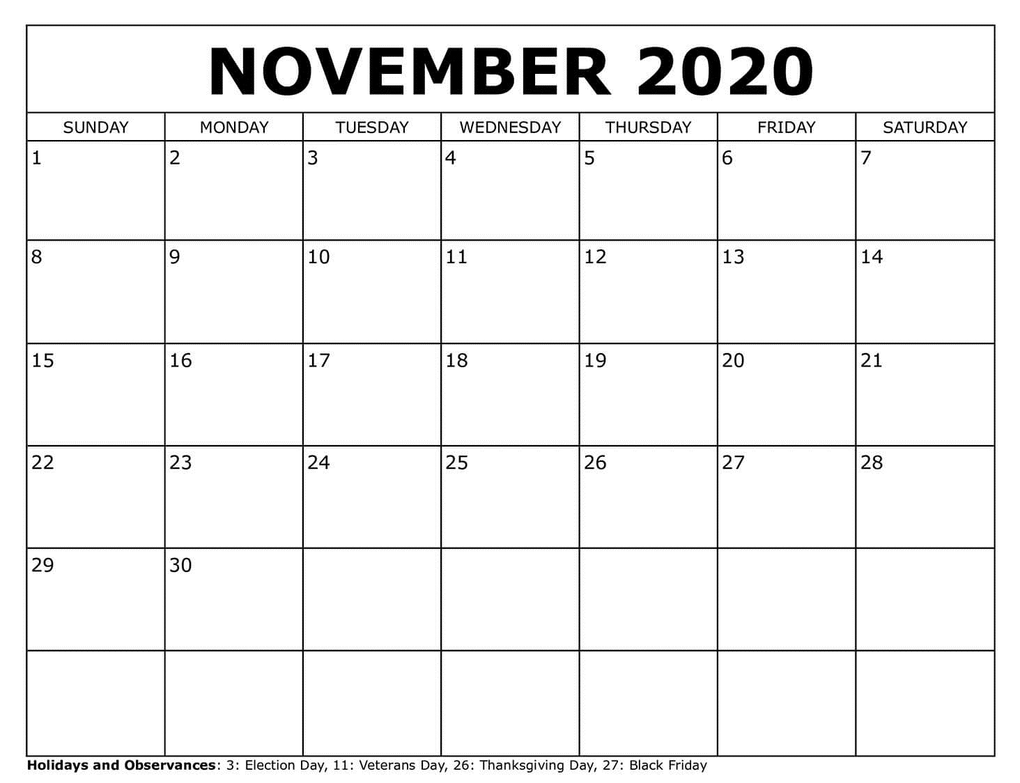 November Calendar