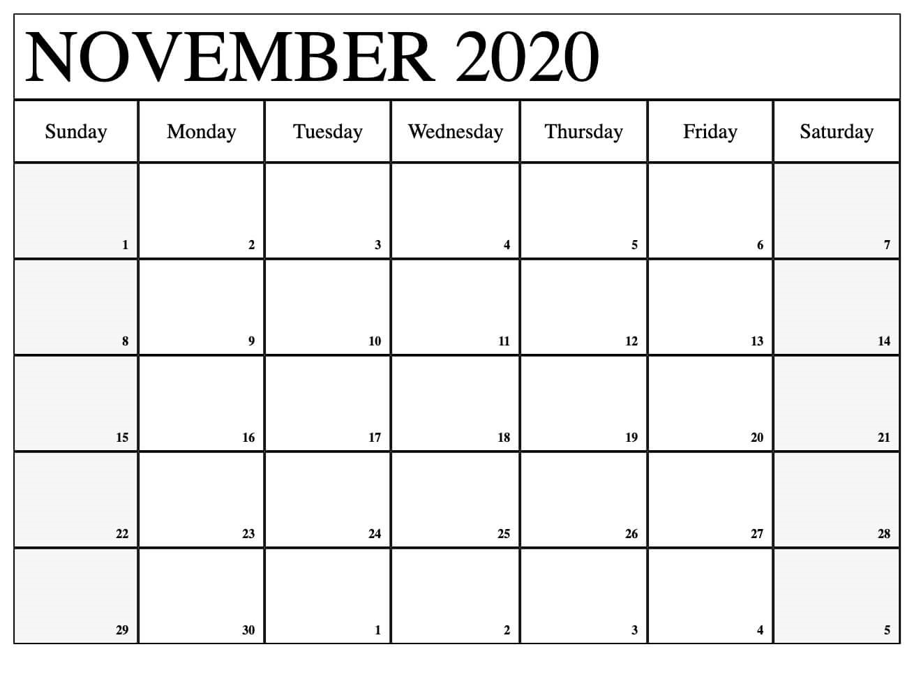 November Calendar