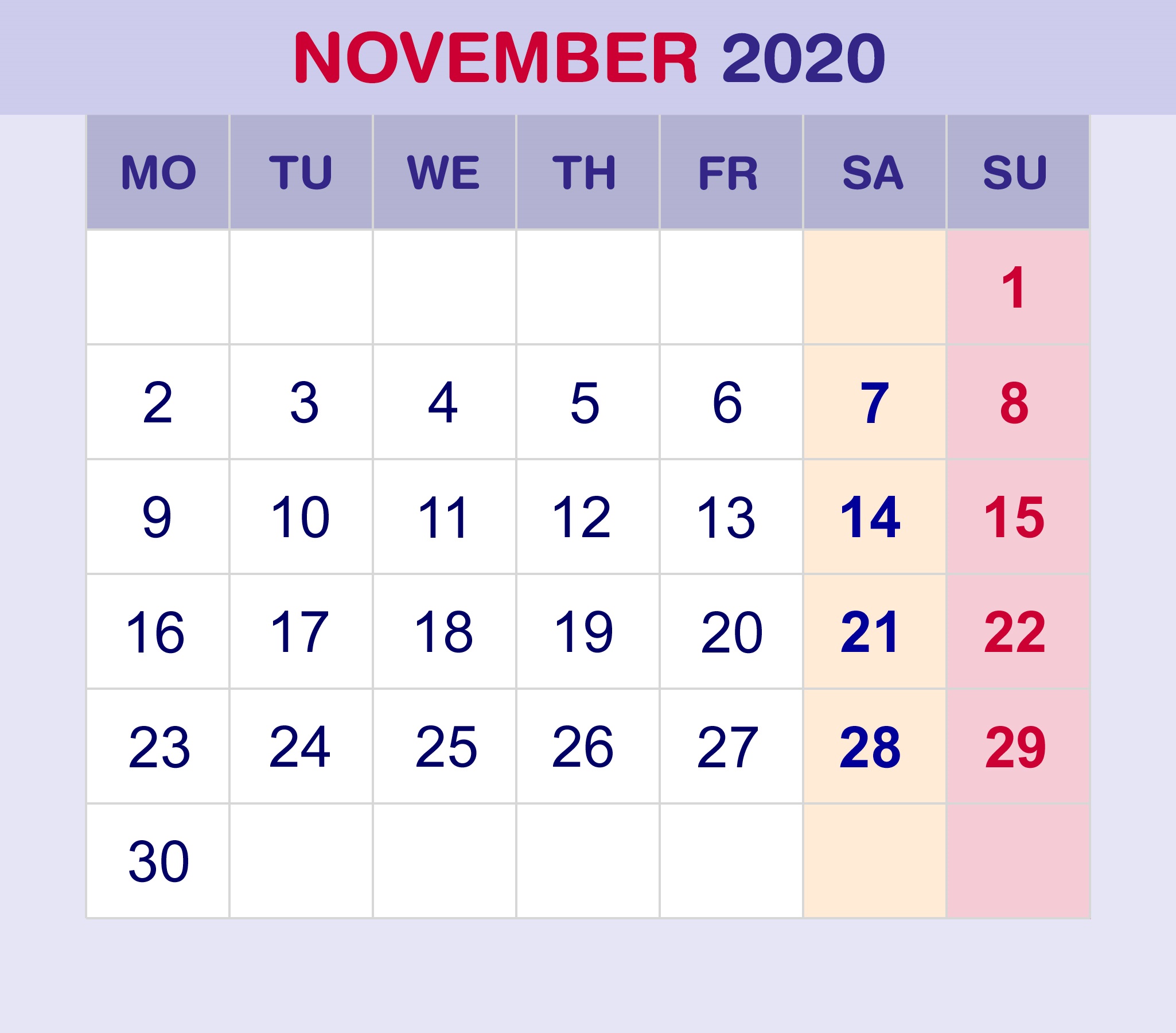 November Calendar