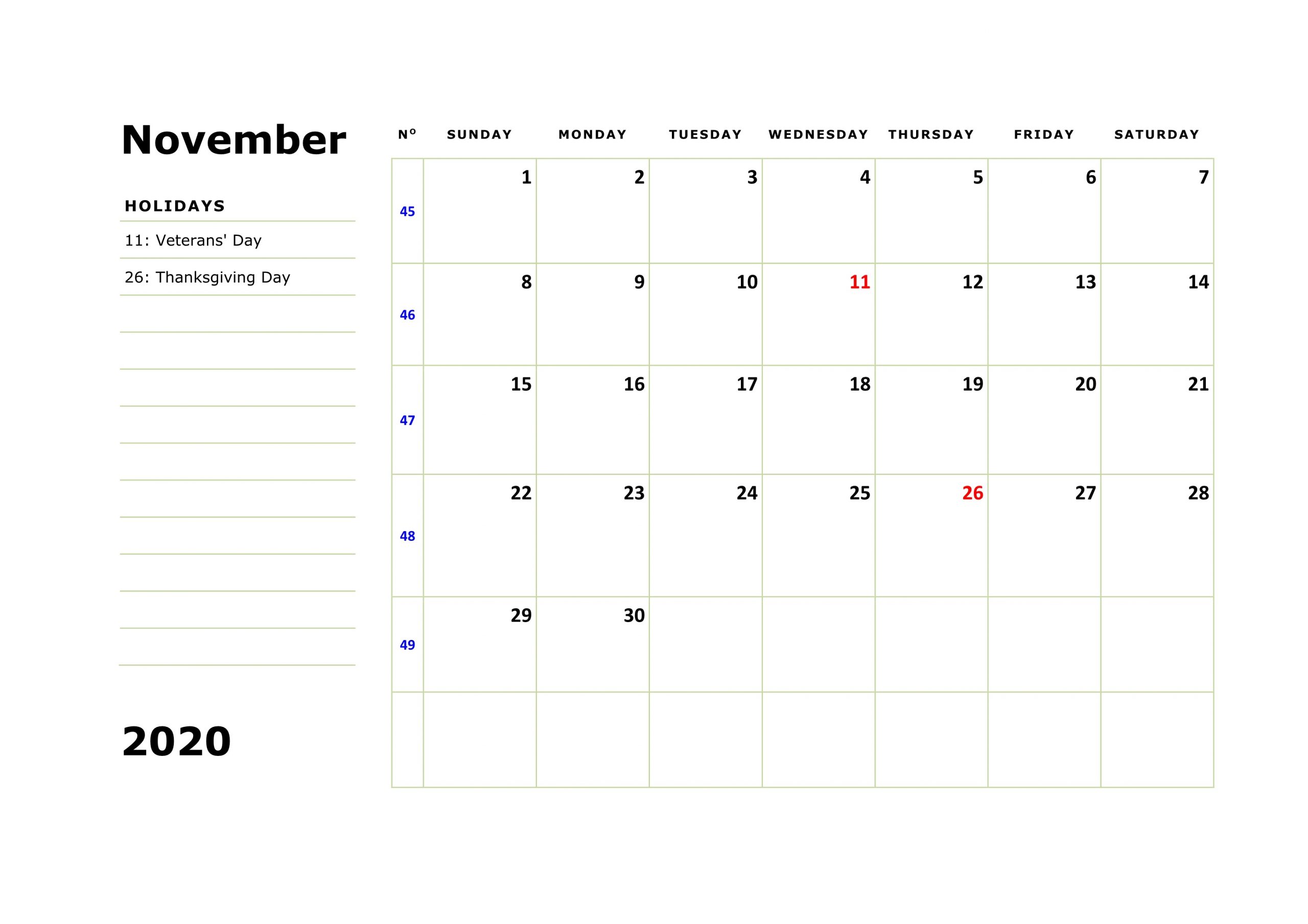 November Calendar