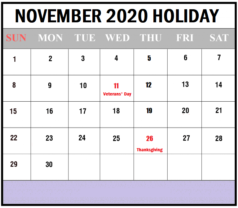 November Calendar