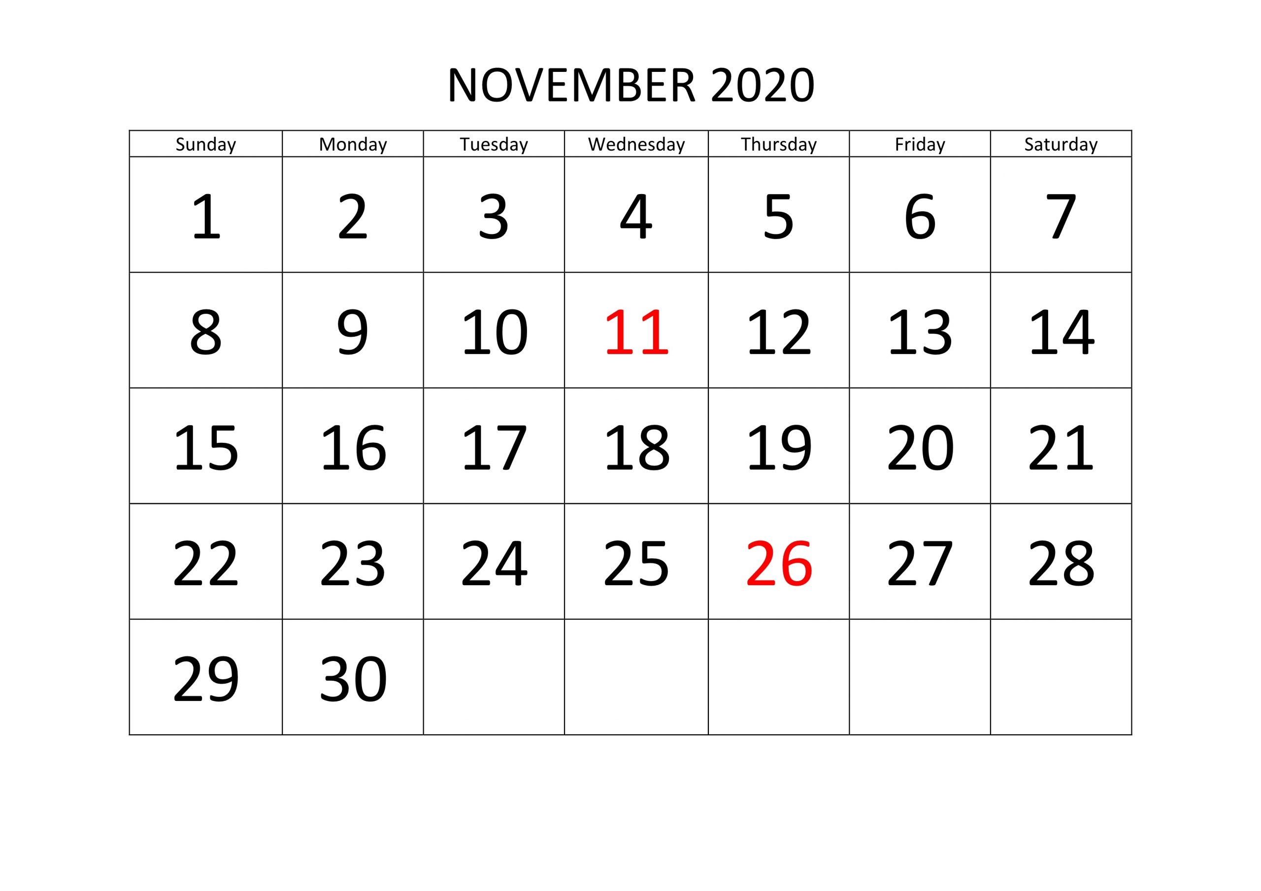 November Calendar