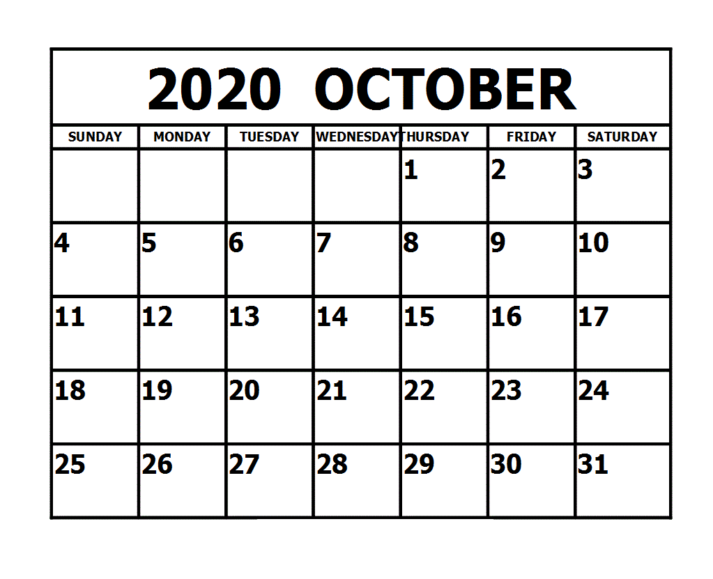 October Calendar Template