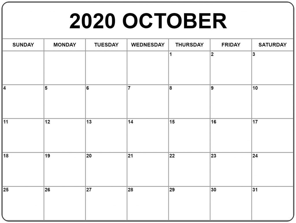 October Calendar Template